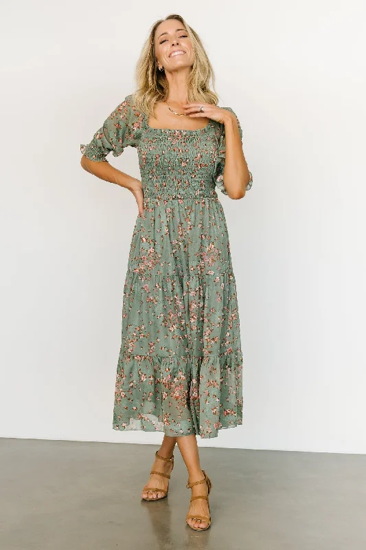 party dressFabian Jacquard Midi Dress | Eucalyptus + Pink