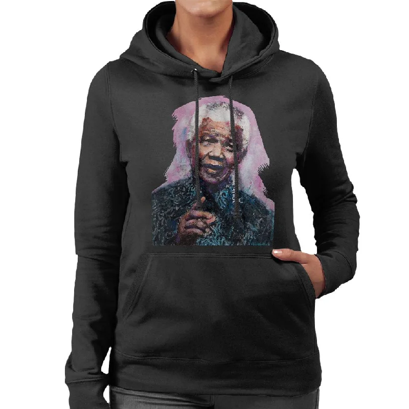 graphic hooded sweatshirtathletic casual sweatshirtSidney Maurer Original Portrait Of Nelson Mandela Women's Hooded Sweatshirt