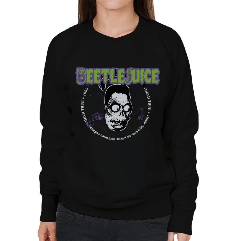 cozy pullover hoodieurban workout sweatshirtBeetlejuice 1988 World Tour Women's Sweatshirt