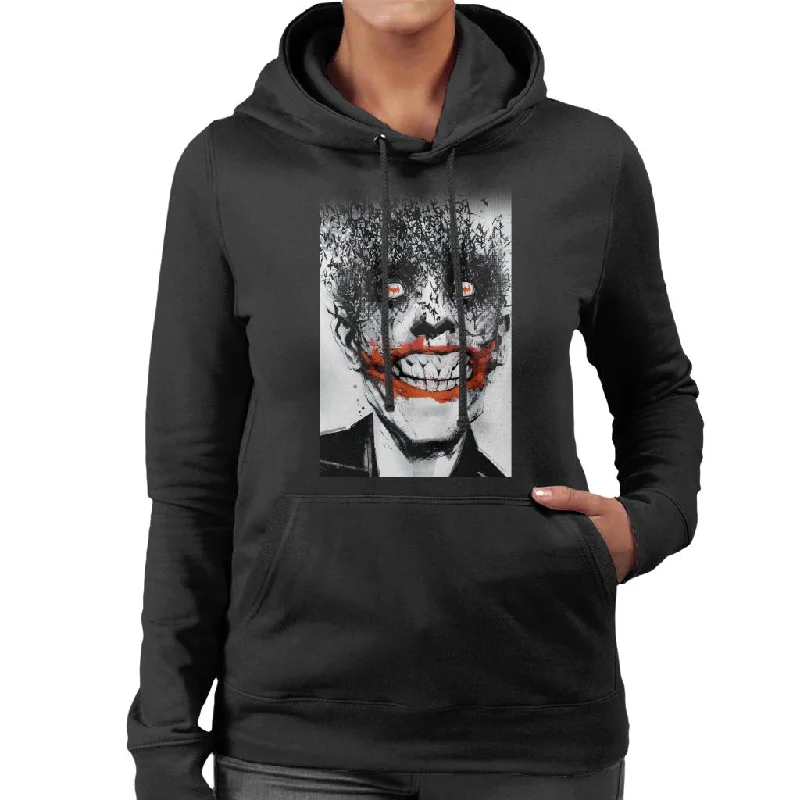 trendy hooded sweatshirtBatman Halloween Joker Face Made Of Bats Women's Hooded Sweatshirt