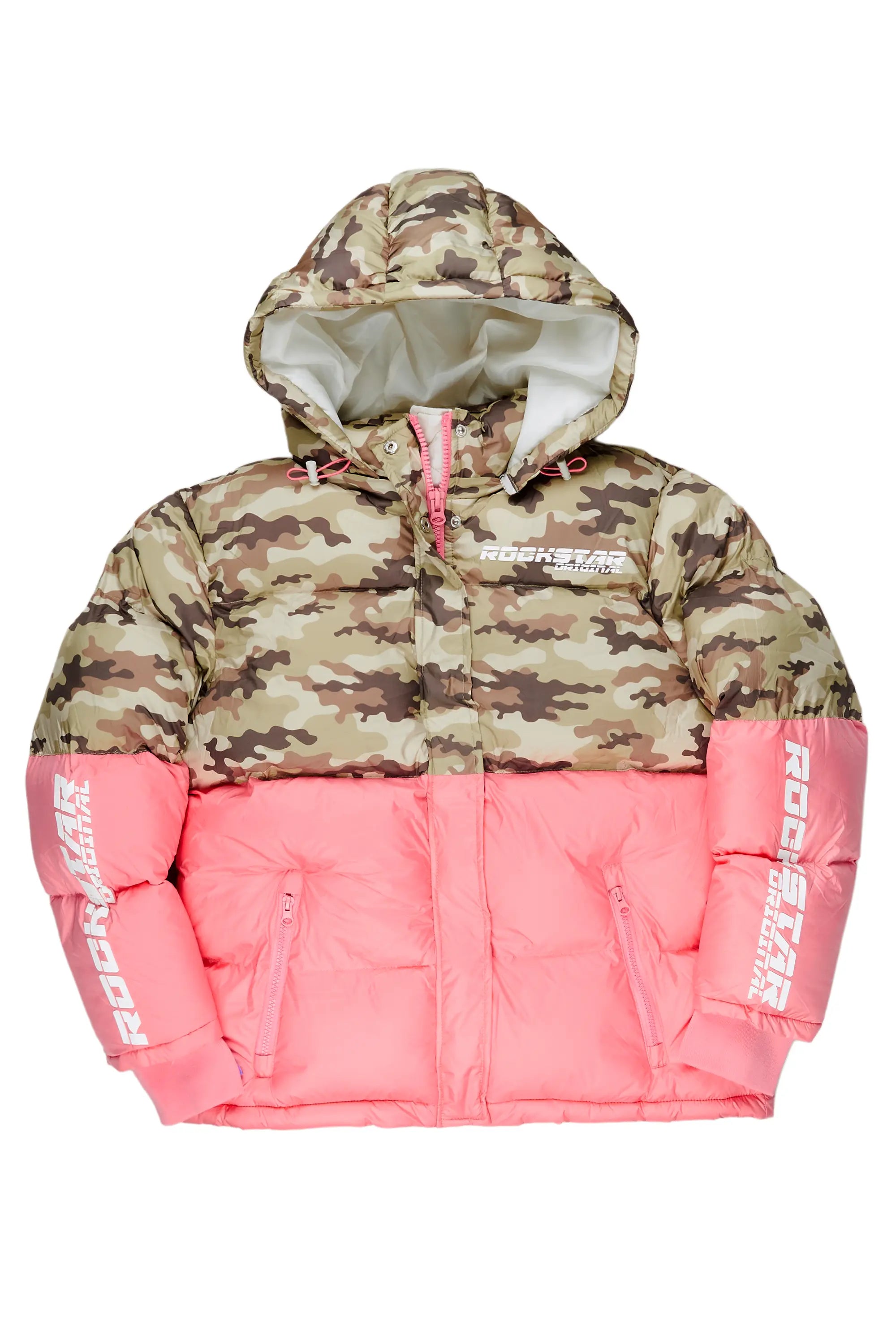 elegant coatJennay Pink/Camo Puffer Jacket