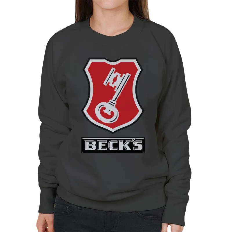 cozy hoodie for cold weatherlightweight fitness hoodieBeck's Logo Filled Red Key Women's Sweatshirt