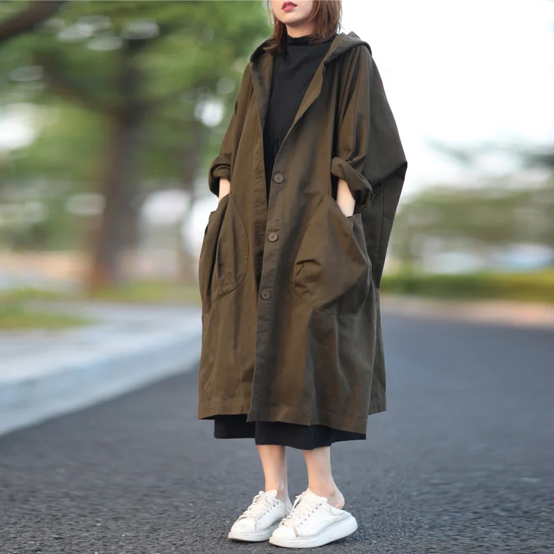 urban coatRetro Loose Hooded Trench Coat