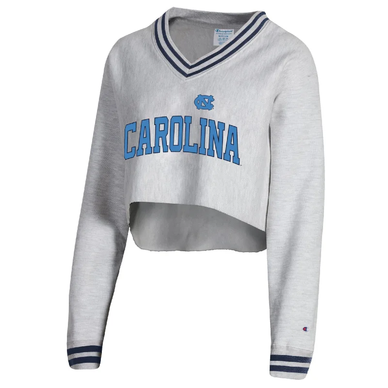 contemporary trench coatNorth Carolina Tar Heels Women's Cropped V-Neck Sweatshirt by Champion - LIMITED EDITION