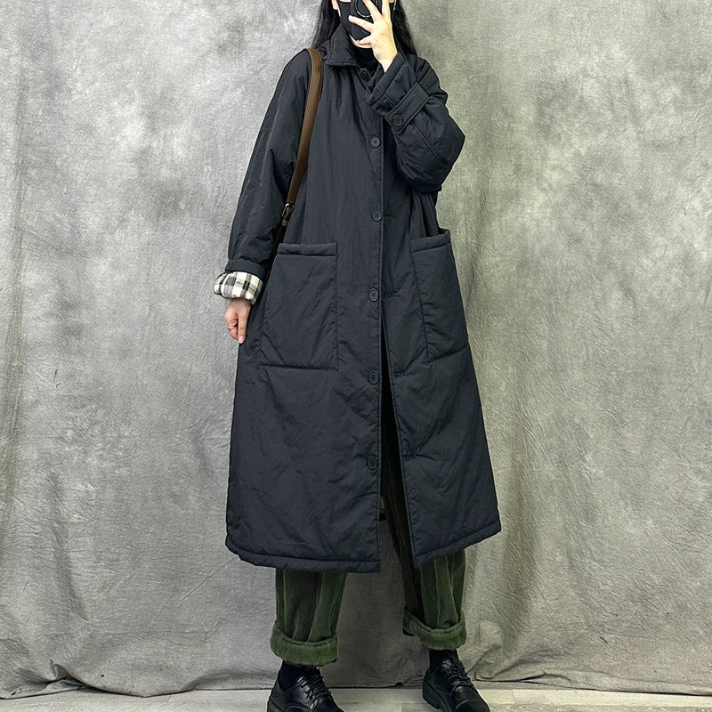 lightweight coatPadded Windbreaker Loose Mid-Length Cotton Coat