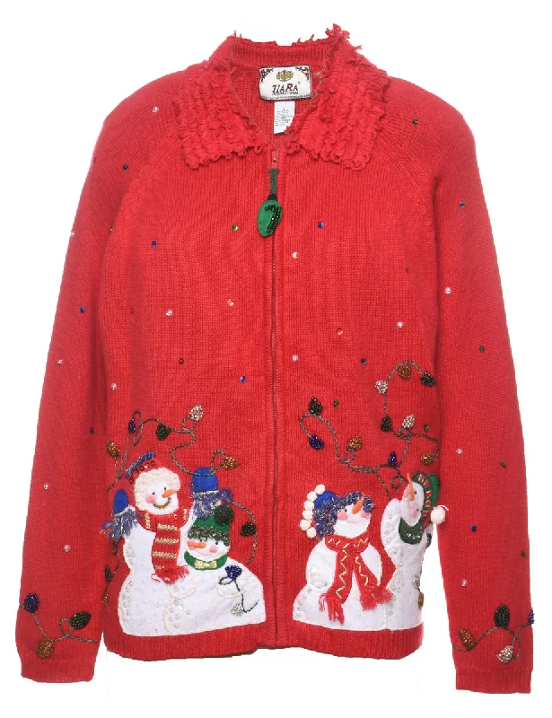 comfortable coatSnowman Christmas Cardigan - L