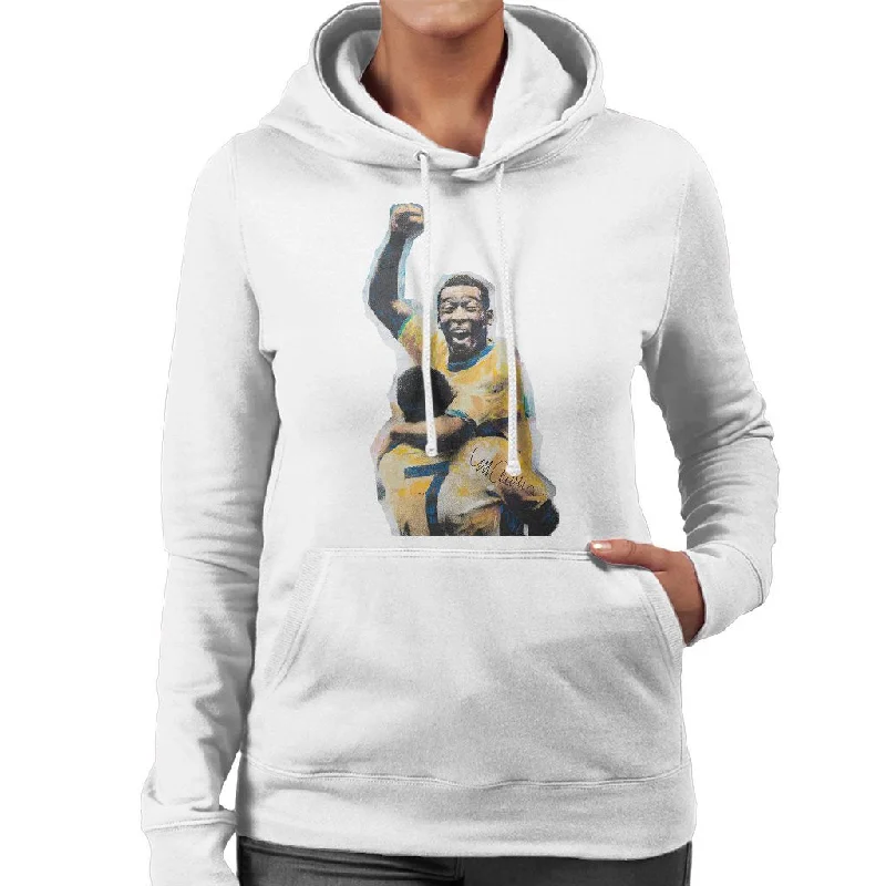 simple hoodiecozy gym sweatshirtSidney Maurer Original Portrait Of Pele Women's Hooded Sweatshirt