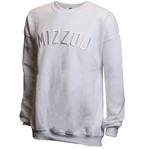 retro hoodiefashion sportswear hoodieMizzou Tonal Embroidered White Sweatshirt