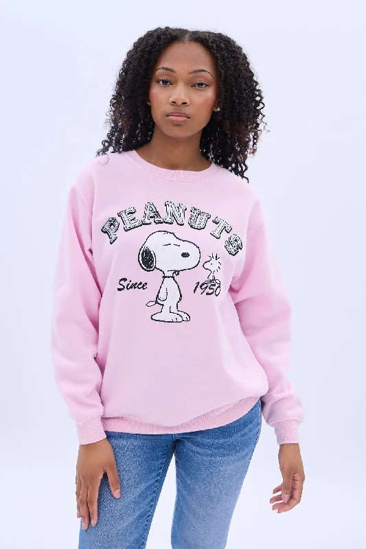 relaxed fit hooded sweatshirtPeanuts Snoopy 1950 Graphic Crew Neck Sweatshirt