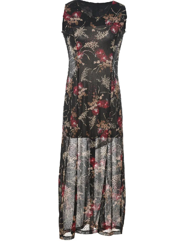 raincoatLeafy Print Evening Dress - S