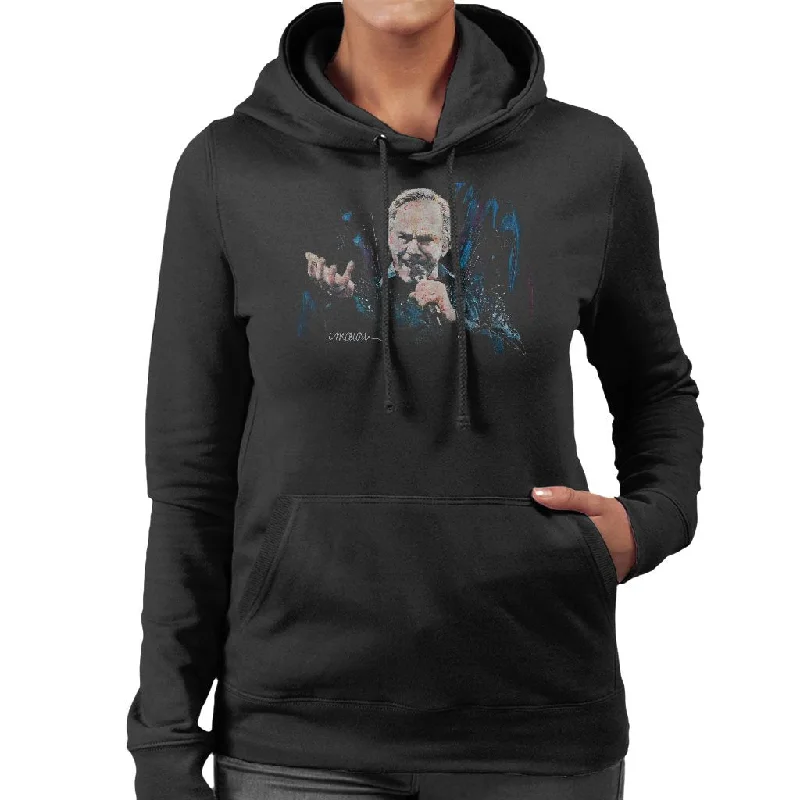 premium hoodiesoft athletic sweatshirtSidney Maurer Original Portrait Of Neil Diamond Singing Women's Hooded Sweatshirt