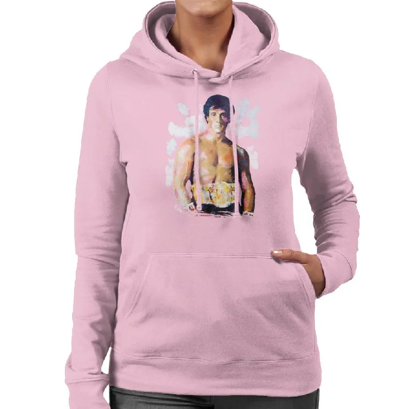 relaxed fit hoodieworkout-ready hoodieSidney Maurer Original Portrait Of Sylvester Stallone Belt Women's Hooded Sweatshirt