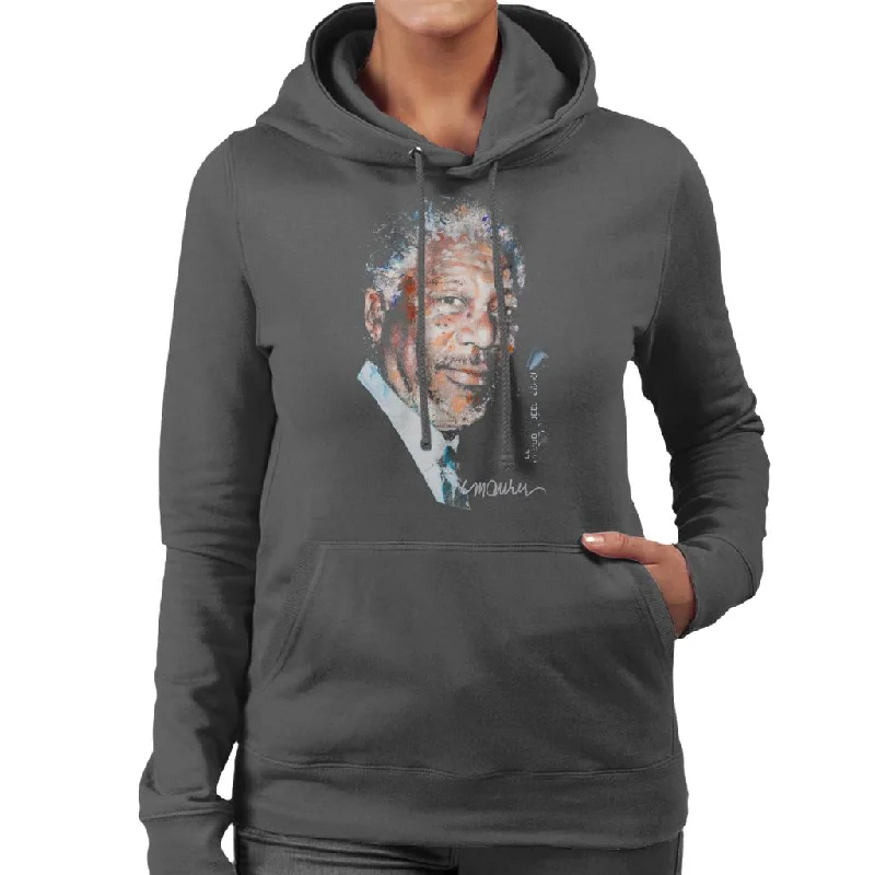 chic workout hoodiesleek gym hoodieSidney Maurer Original Portrait Of Morgan Freeman Women's Hooded Sweatshirt