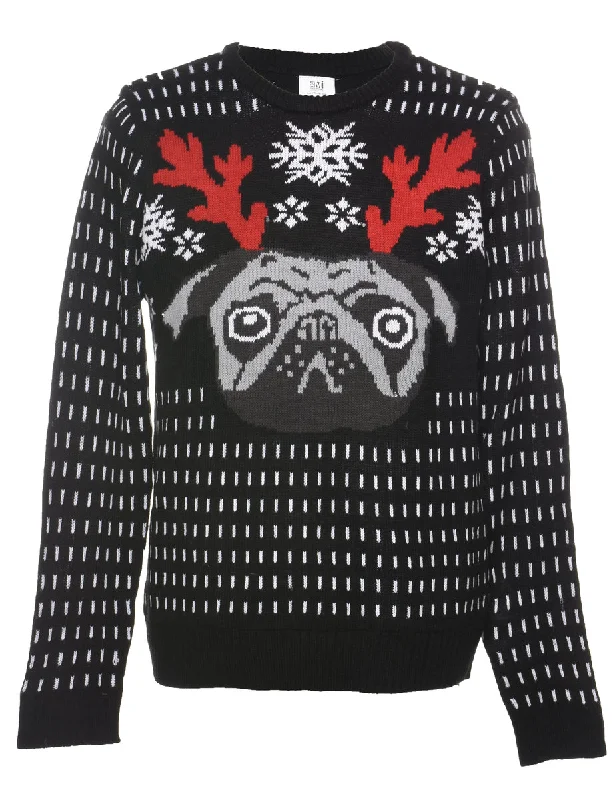 sleek and warm coatAnimal Design Christmas Jumper - M