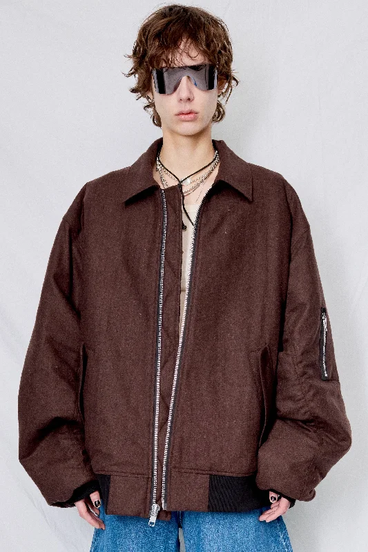 retro coatBrown Melange Wool Tanker Jacket