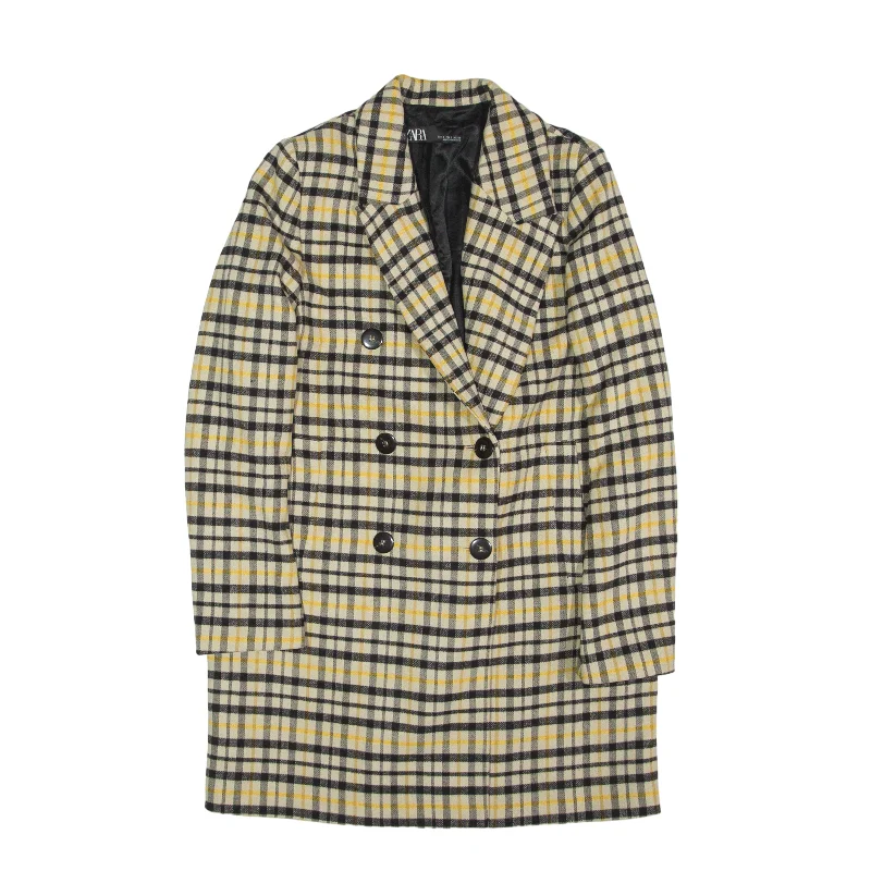 everyday winter coatZARA WOMAN Pea Coat Yellow Check Womens S