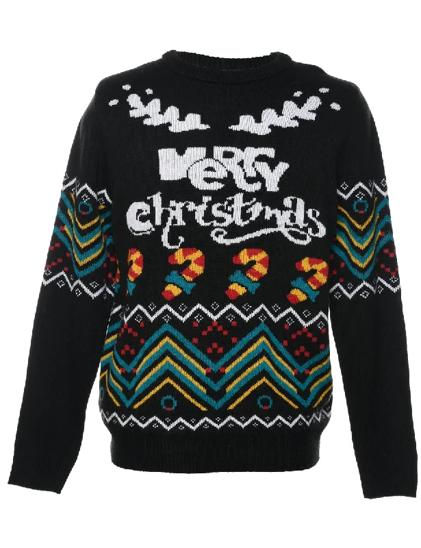 functional coatBlack Christmas Jumper - L