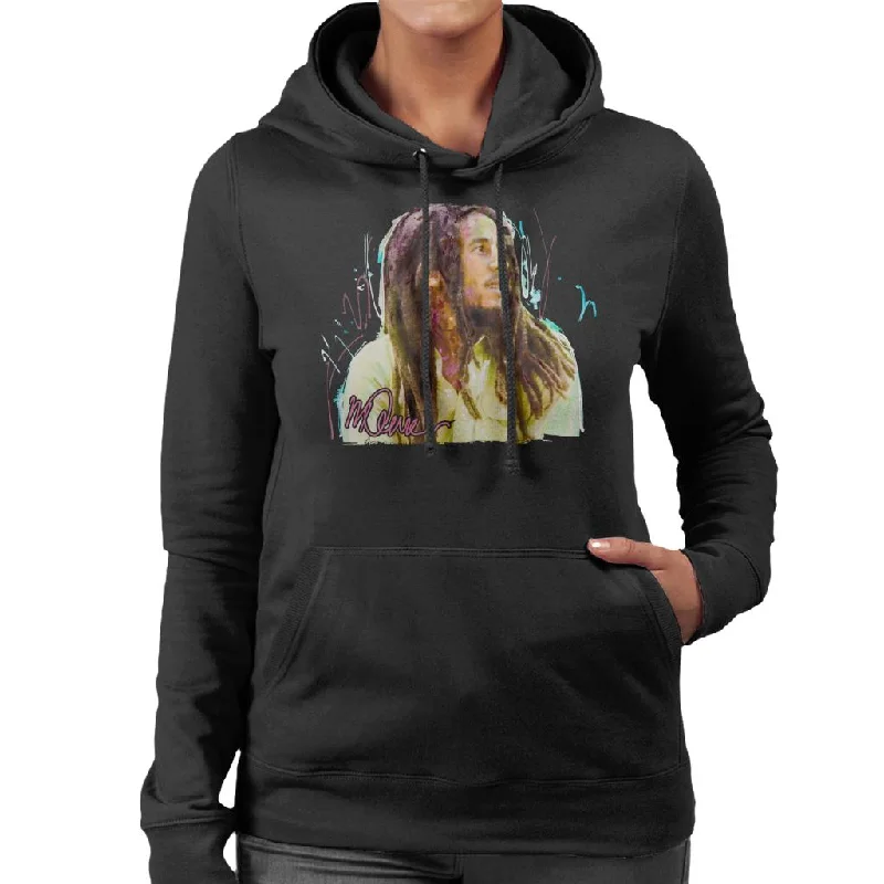 relaxed fit hoodiestreetwear gym sweatshirtSidney Maurer Original Portrait Of Musician Bob Marley Women's Hooded Sweatshirt